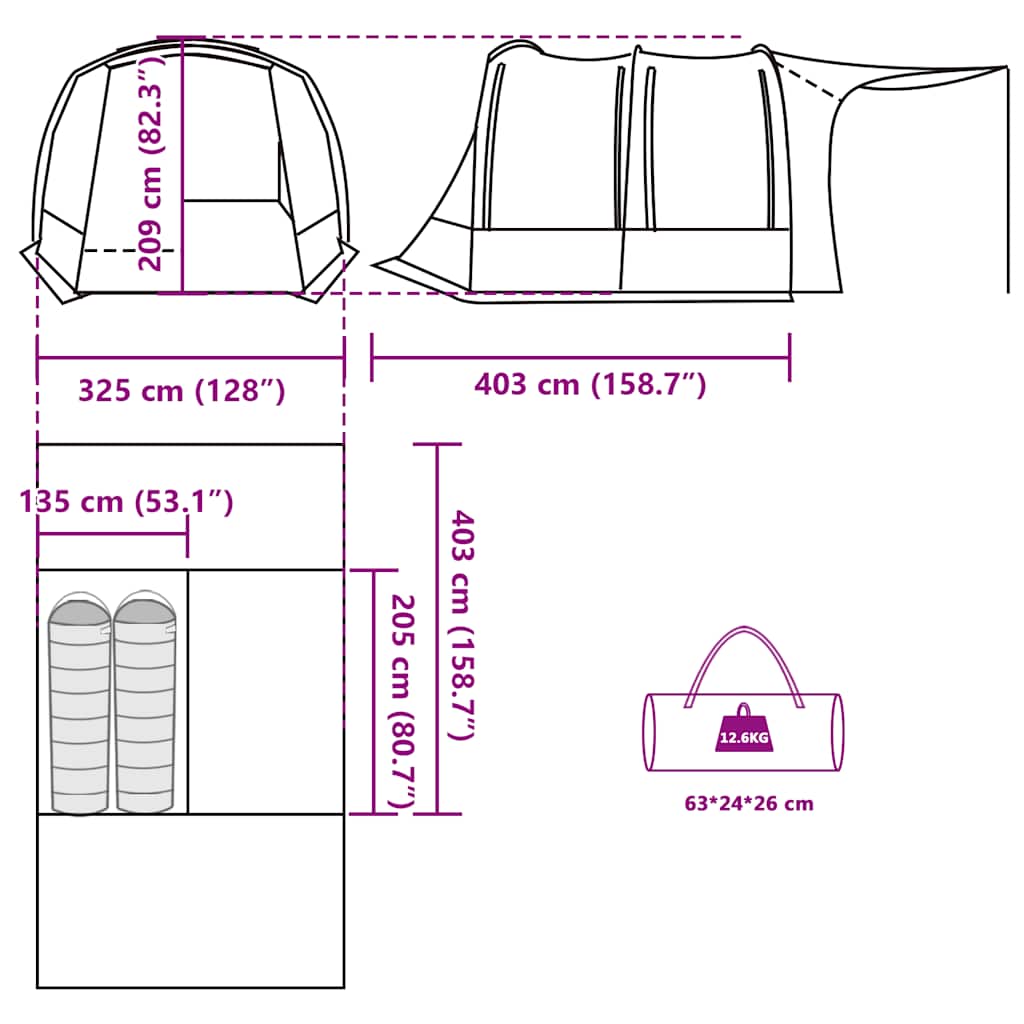 vidaXL Car Tent Blue Waterproof
