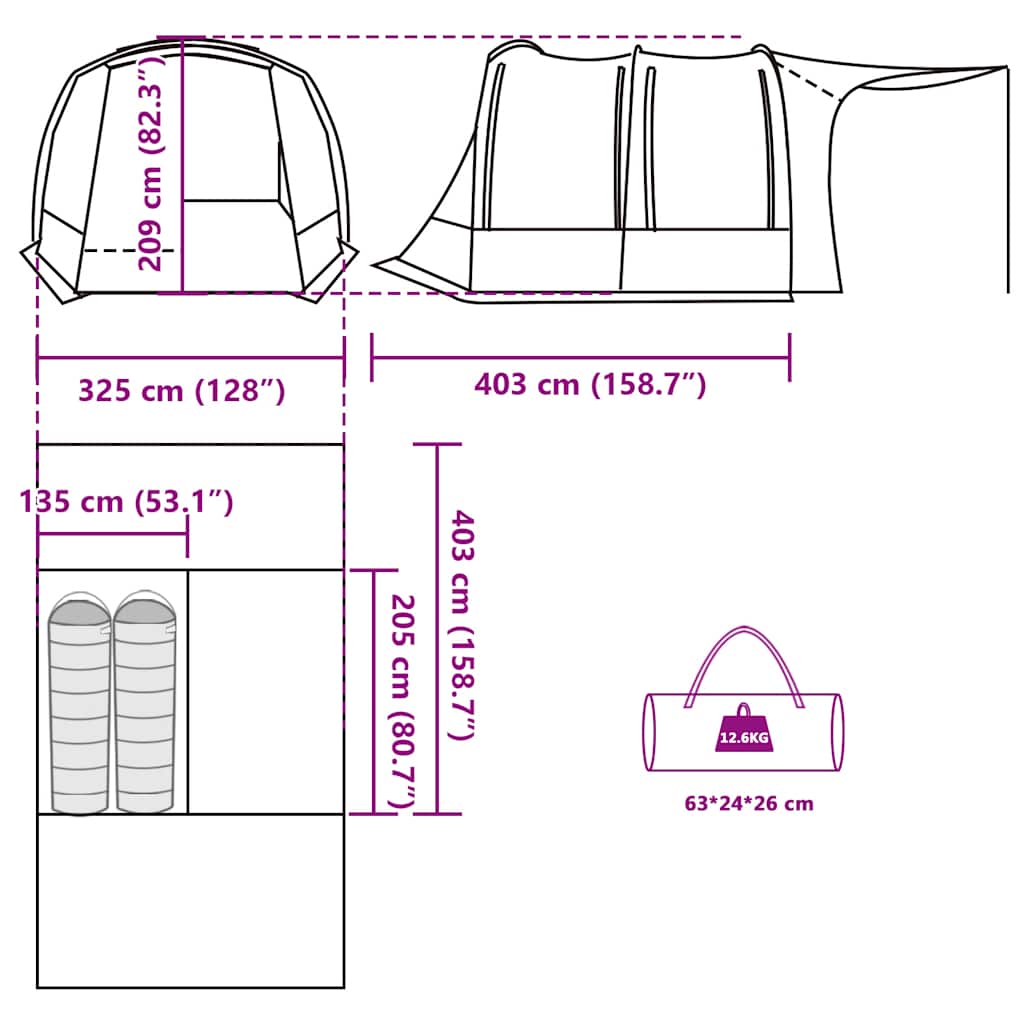 vidaXL Car Tent Grey and Orange Waterproof