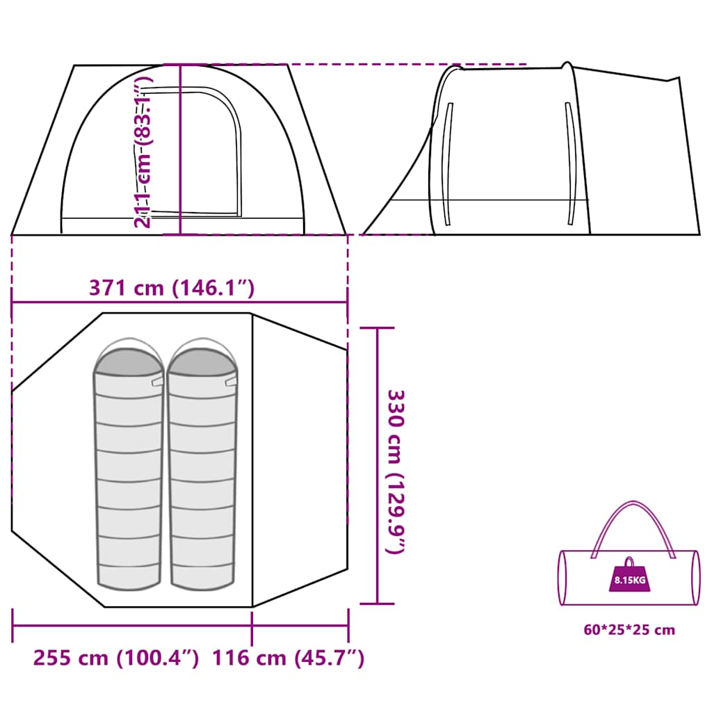 vidaXL Car Tent 2-Person Grey and Orange Waterproof