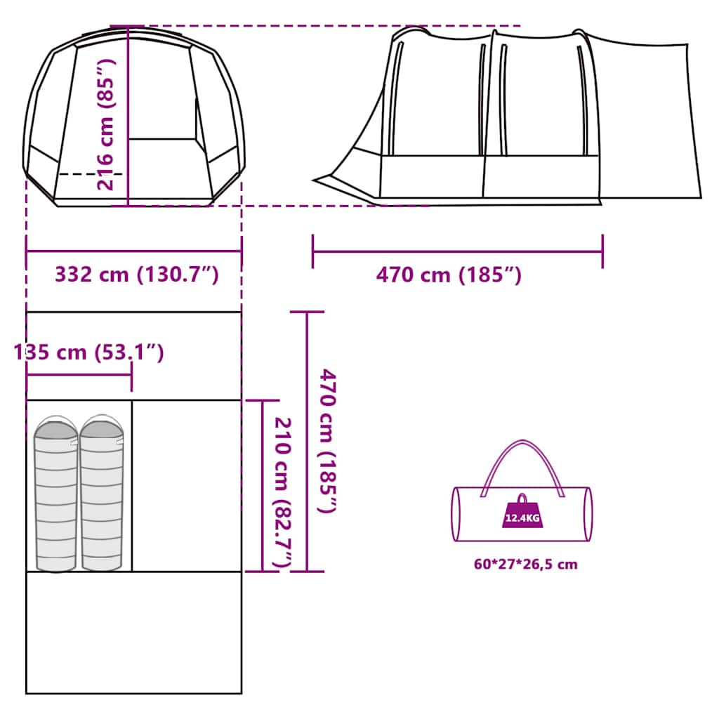 vidaXL Car Tent 2-Person Blue Waterproof - 37276