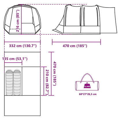 vidaXL Car Tent 2-Person Blue Waterproof - 37276