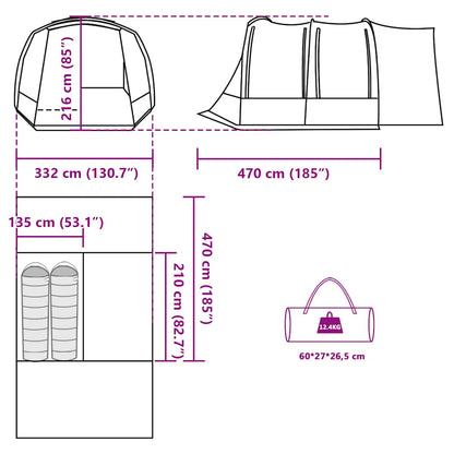 vidaXL Car Tent 2-Person Grey and Orange Waterproof - 37279
