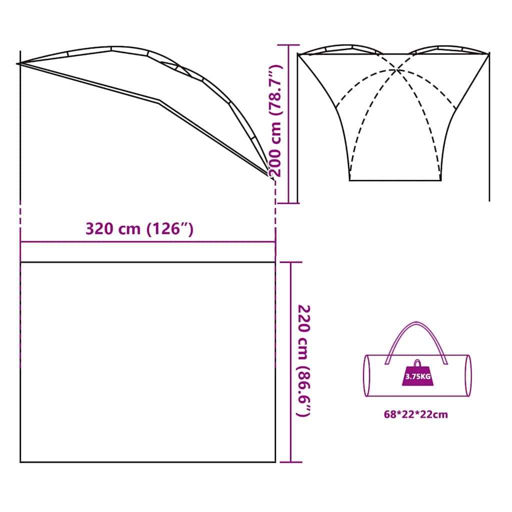 vidaXL Car Tent Green Waterproof - 320 x 220 x 200 cm