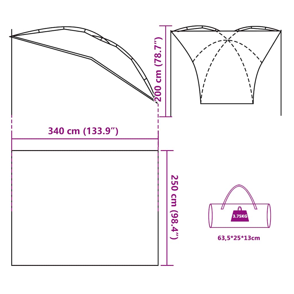 vidaXL Car Tent Blue Waterproof - 340 x 250 x 200 cm