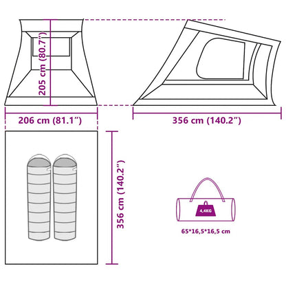 vidaXL Car Tent 2-Person Olive Green Waterproof