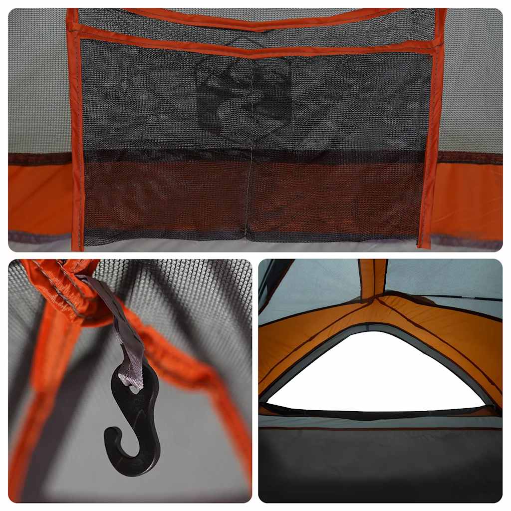 vidaXL Camping Tent 1-Person Grey and Orange Waterproof
