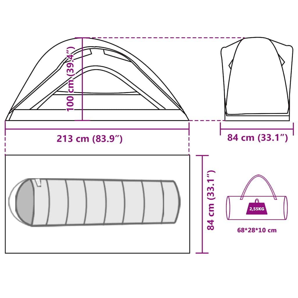 vidaXL Camping Tent 1-Person White Blackout Fabric Waterproof