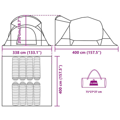 vidaXL Family Tent Tunnel 8-Person Grey and Orange Waterproof