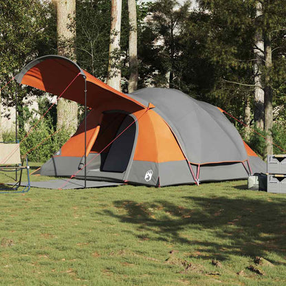 vidaXL Family Tent Tunnel 8-Person Grey and Orange Waterproof