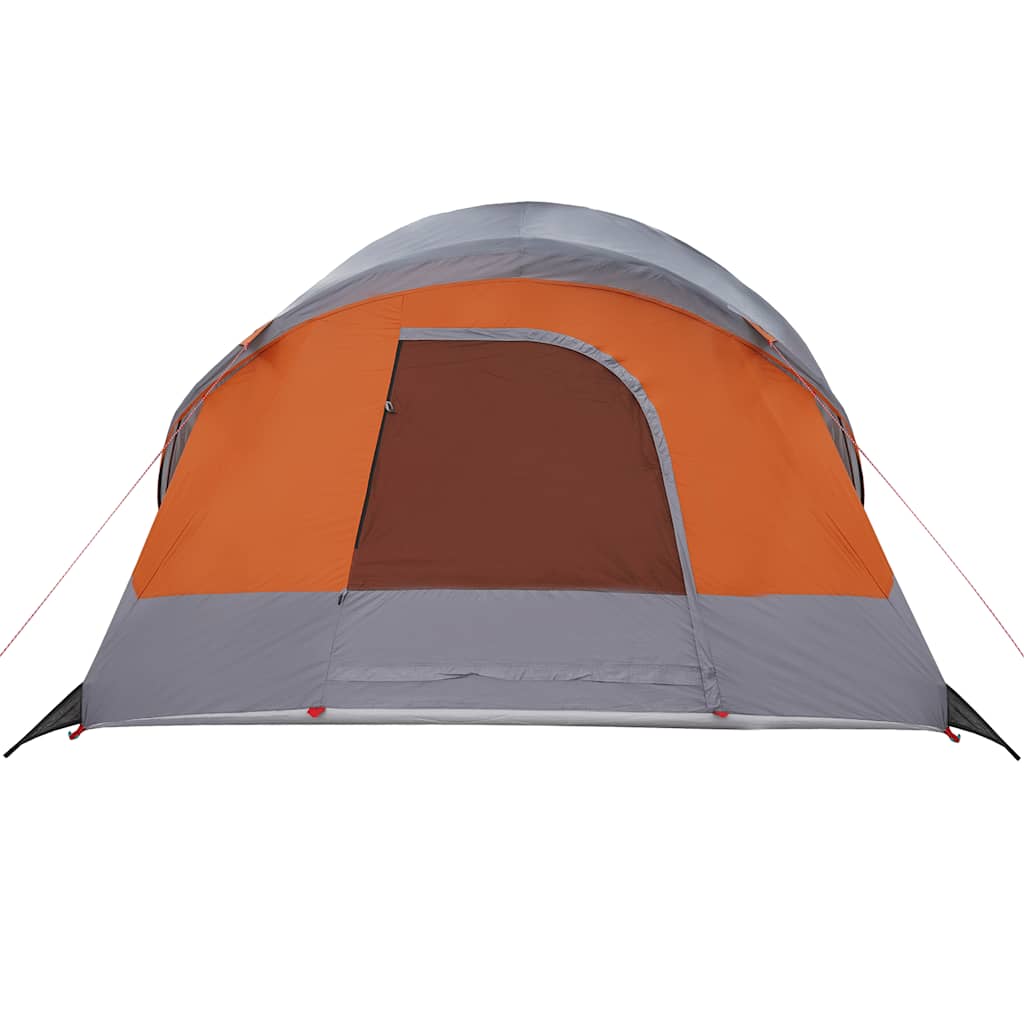 vidaXL Family Tent Tunnel 8-Person Grey and Orange Waterproof