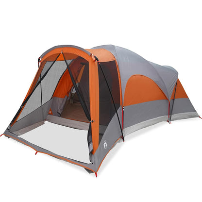 vidaXL Family Tent Tunnel 8-Person Grey and Orange Waterproof - 37493