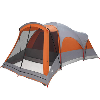 vidaXL Family Tent Tunnel 8-Person Grey and Orange Waterproof - 37493