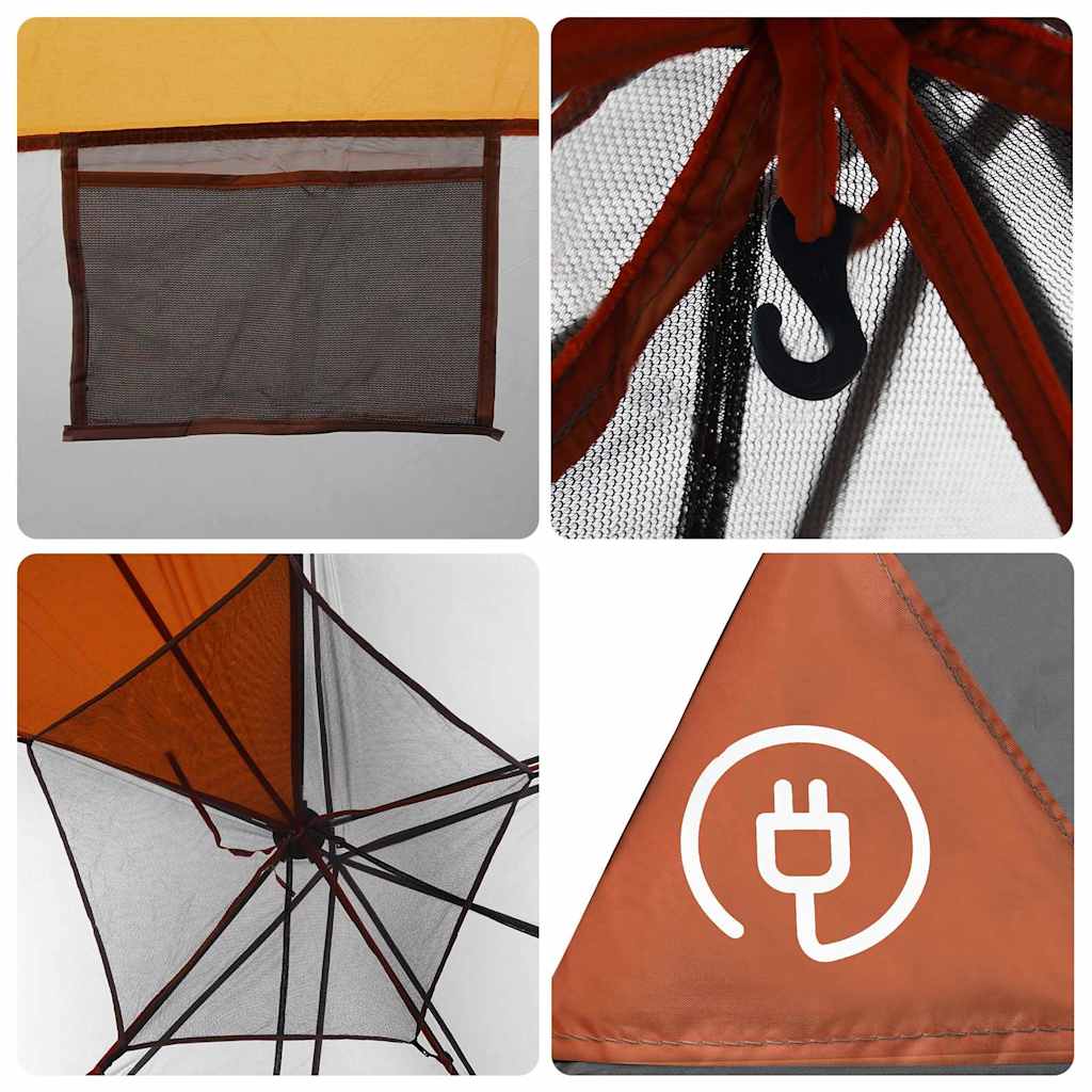 vidaXL Family Tent Tunnel 8-Person Grey and Orange Waterproof - 37493