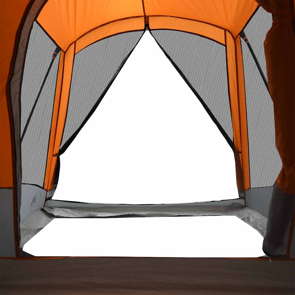 vidaXL Family Tent Tunnel 8-Person Grey and Orange Waterproof - 37493