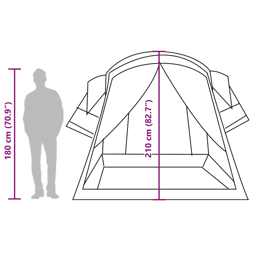 vidaXL Family Tent Tunnel 8-Person Grey and Orange Waterproof - 37493