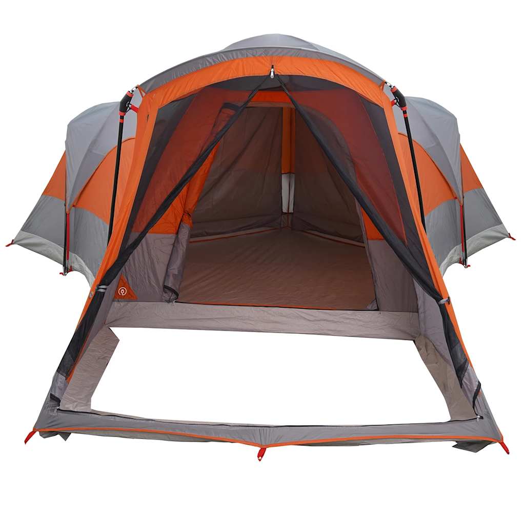 vidaXL Family Tent Tunnel 8-Person Grey and Orange Waterproof - 37493