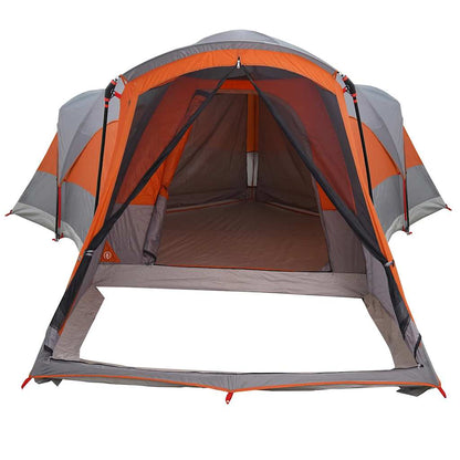 vidaXL Family Tent Tunnel 8-Person Grey and Orange Waterproof - 37493