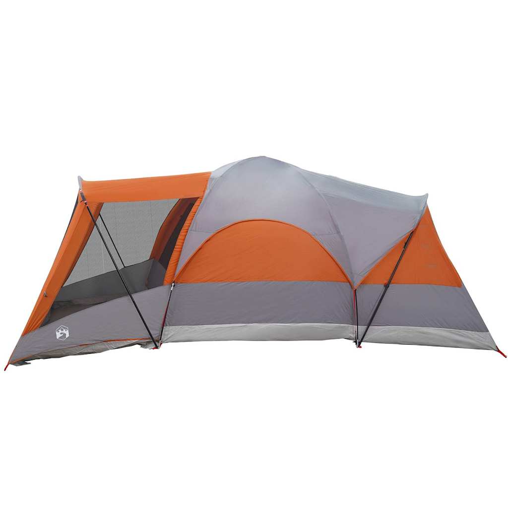 vidaXL Family Tent Tunnel 8-Person Grey and Orange Waterproof - 37493