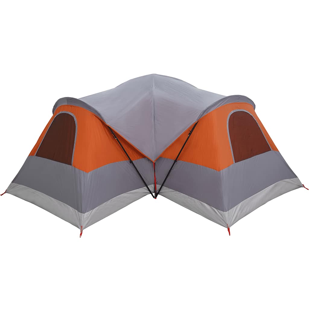 vidaXL Family Tent Tunnel 8-Person Grey and Orange Waterproof - 37493