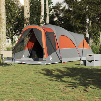 vidaXL Family Tent Tunnel 8-Person Grey and Orange Waterproof - 37493