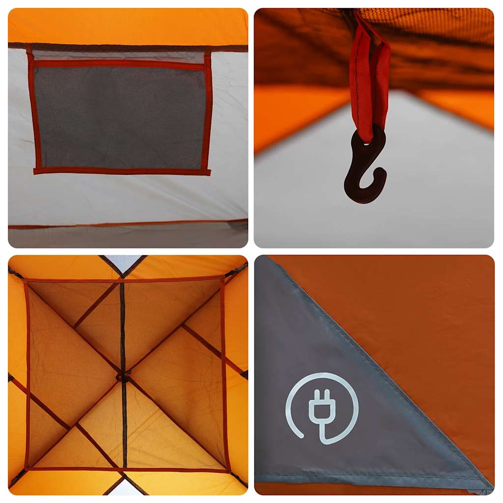 vidaXL Family Tent Cabin 6-Person Grey and Orange Waterproof