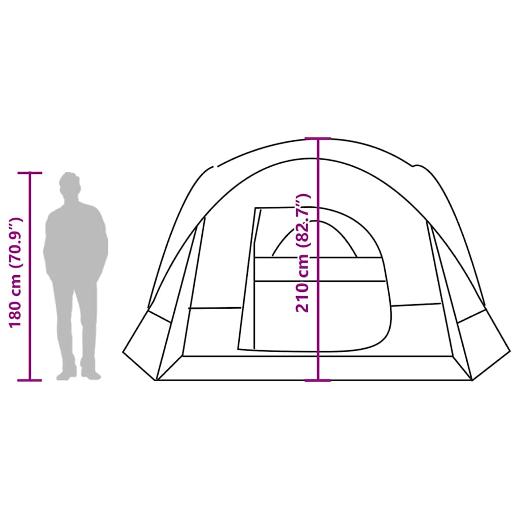 vidaXL Family Tent Cabin 6-Person Grey and Orange Waterproof