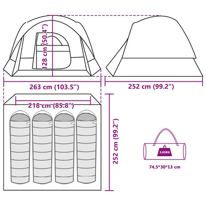 vidaXL Camping Tent Cabin 4-Person Green Waterproof - 37527