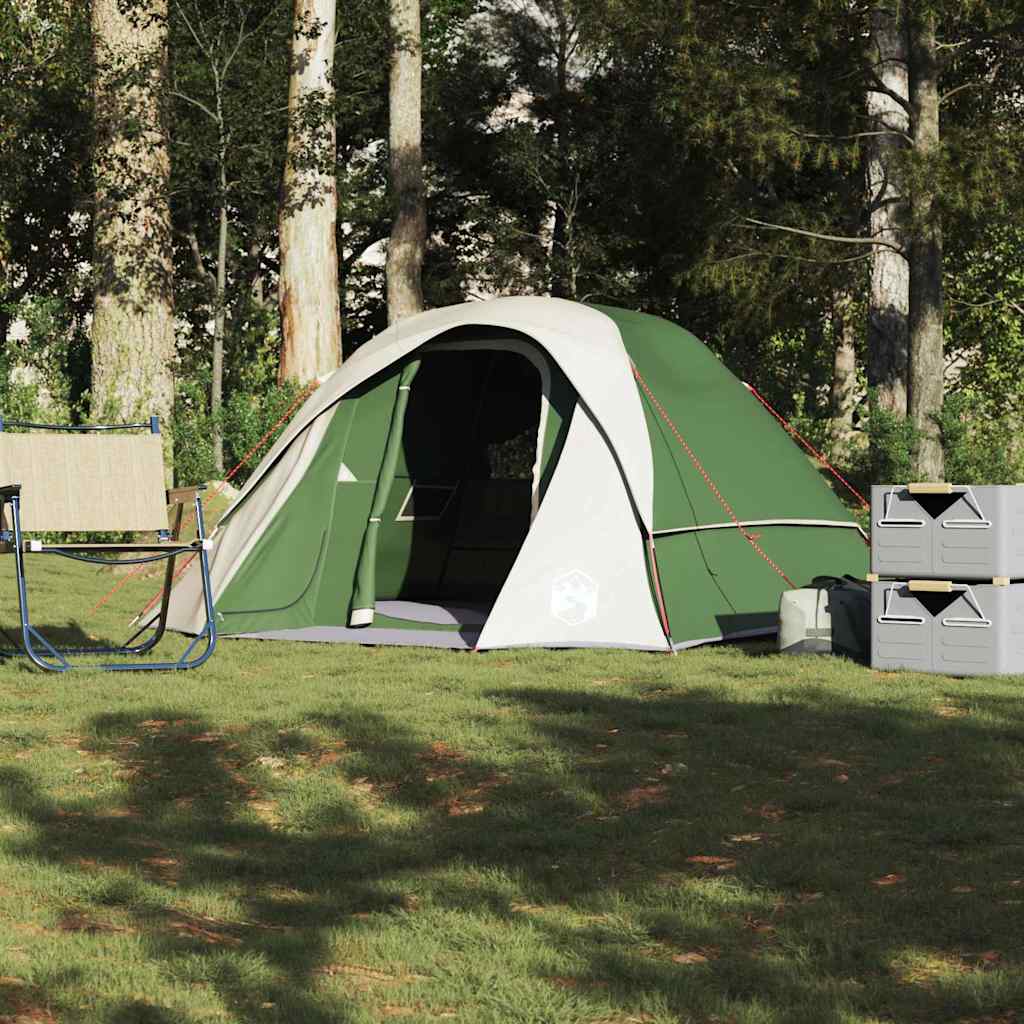vidaXL Camping Tent Cabin 4-Person Green Waterproof - 37527