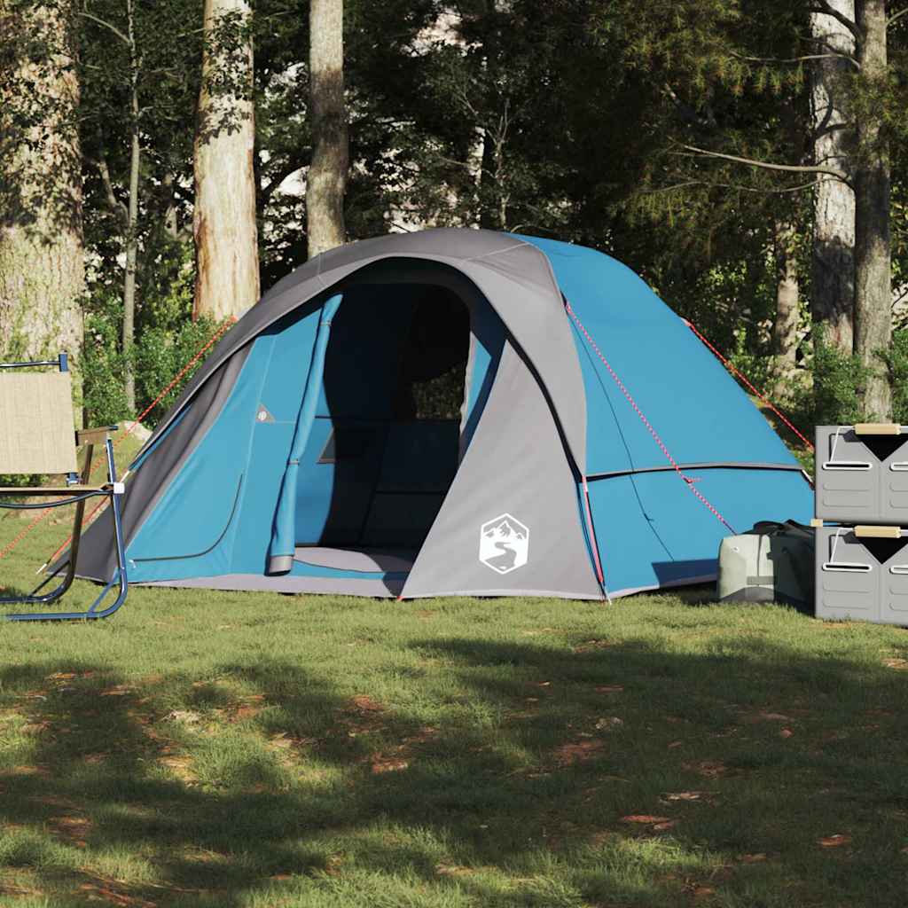 vidaXL Camping Tent Cabin 4-Person Blue Waterproof - 37536