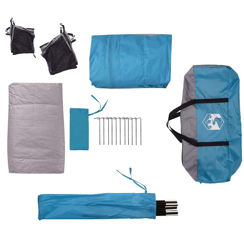 vidaXL Camping Tent Cabin 4-Person Blue Waterproof - 37536