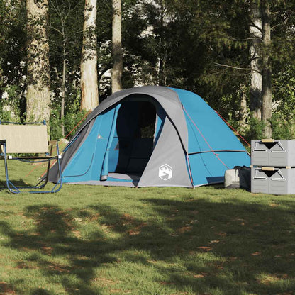 vidaXL Camping Tent Cabin 4-Person Blue Waterproof - 37536