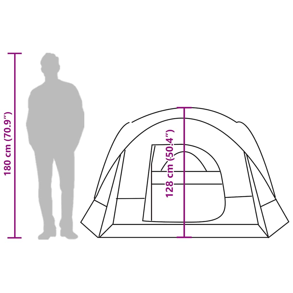 vidaXL Camping Tent Cabin 4-Person Grey and Orange Waterproof - 37543