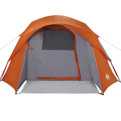 vidaXL Camping Tent Cabin 4-Person Grey and Orange Waterproof - 37543