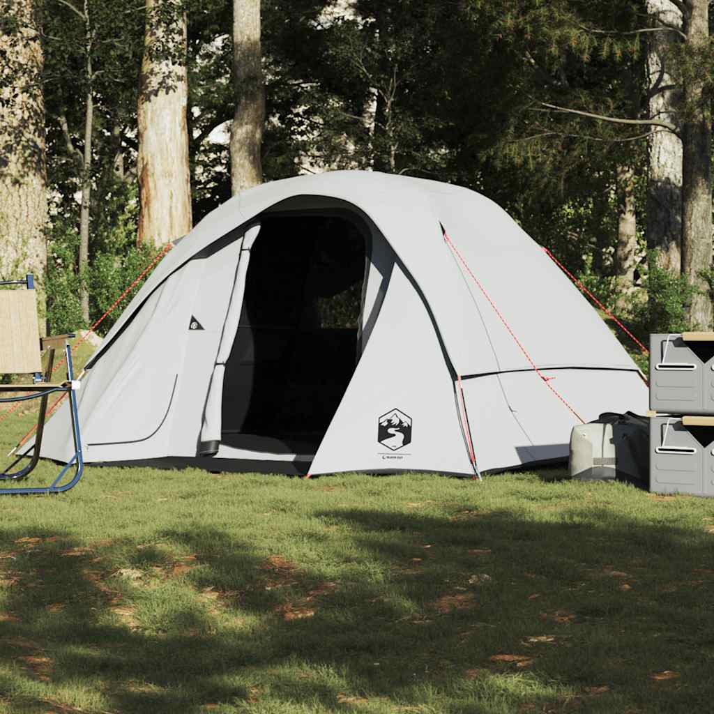 vidaXL Camping Tent Cabin 4-Person White Blackout Fabric Waterproof