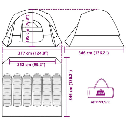 vidaXL Family Tent Cabin 6-Person Green Waterproof - 37555