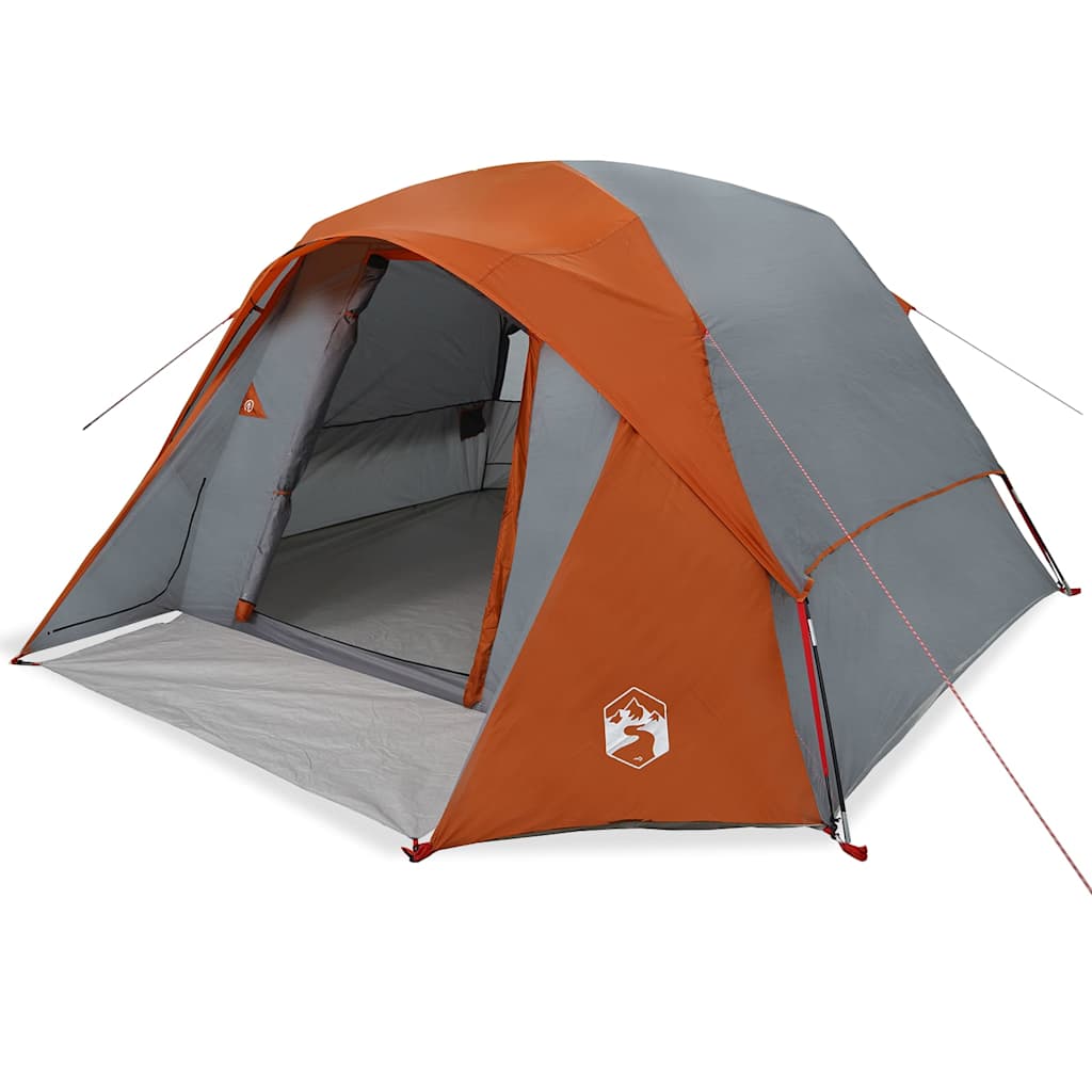 vidaXL Family Tent Cabin 6-Person Grey and Orange Waterproof - 37572