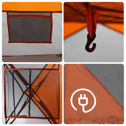 vidaXL Family Tent Cabin 6-Person Grey and Orange Waterproof - 37572