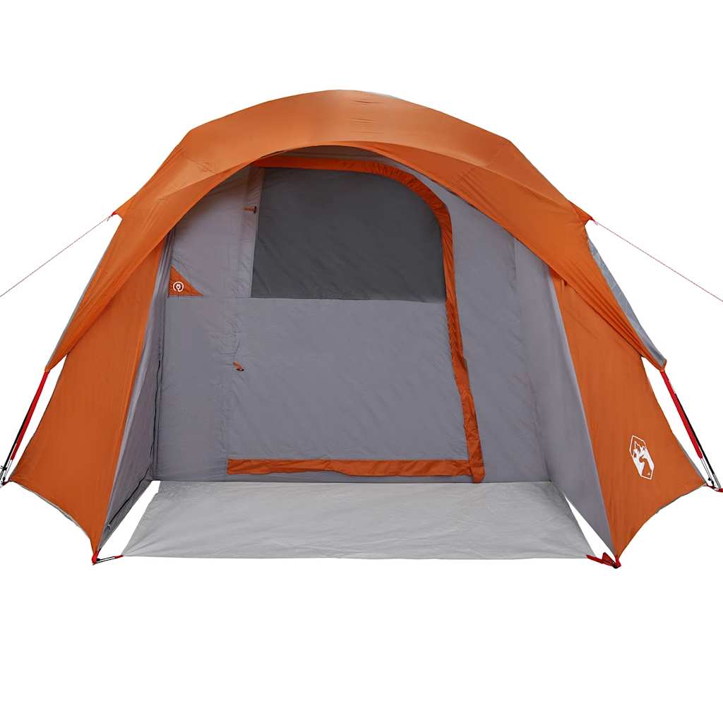 vidaXL Family Tent Cabin 6-Person Grey and Orange Waterproof - 37572