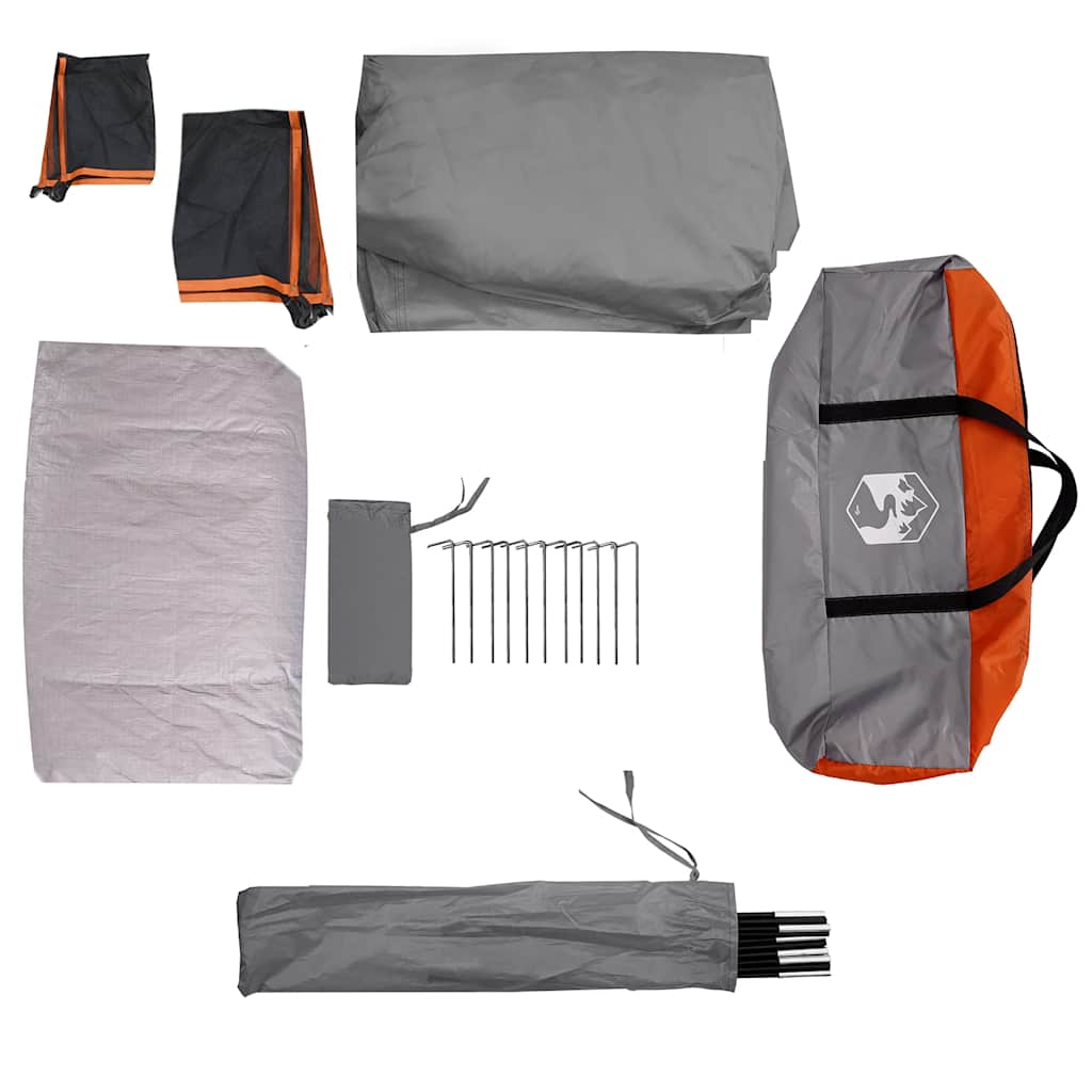 vidaXL Family Tent Cabin 6-Person Grey and Orange Waterproof - 37572