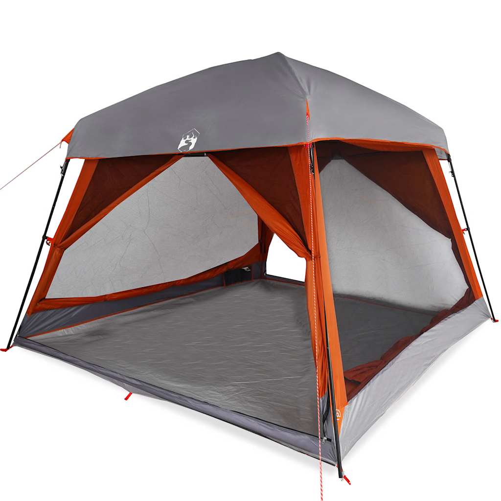 vidaXL Family Tent Cabin 6-Person Grey and Orange Waterproof - 37593