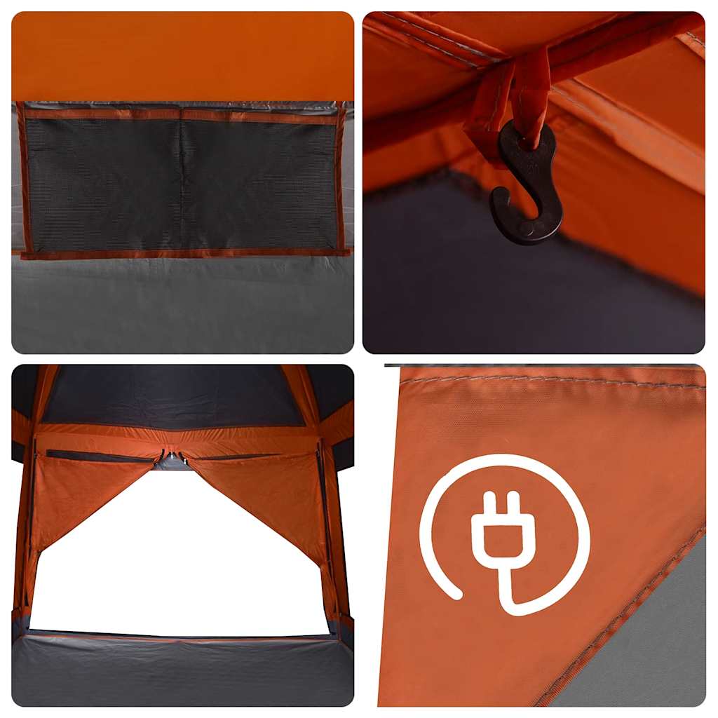 vidaXL Family Tent Cabin 6-Person Grey and Orange Waterproof - 37593