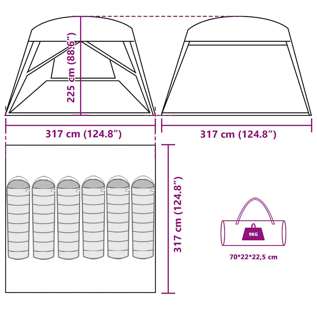 vidaXL Family Tent Cabin 6-Person Grey and Orange Waterproof - 37593