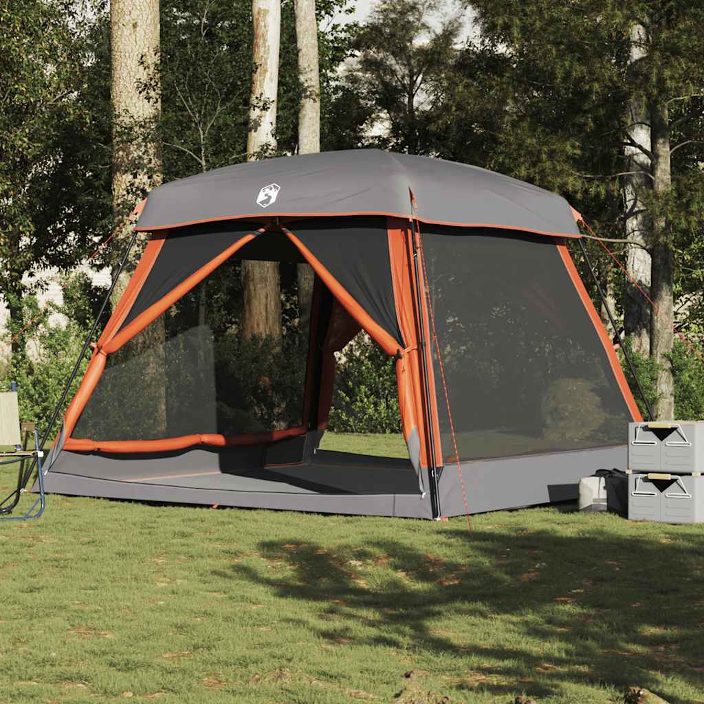 vidaXL Family Tent Cabin 6-Person Grey and Orange Waterproof - 37593