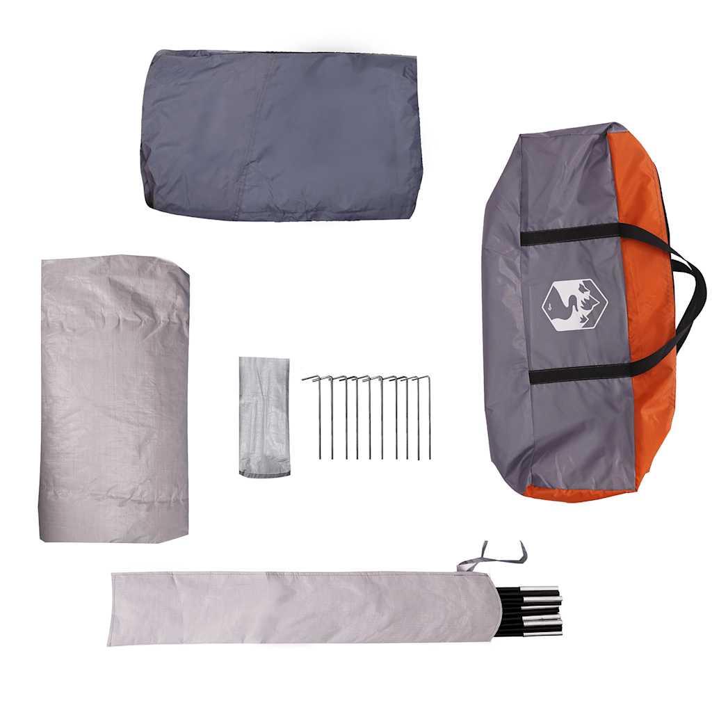 vidaXL Family Tent Cabin 6-Person Grey and Orange Waterproof - 37593