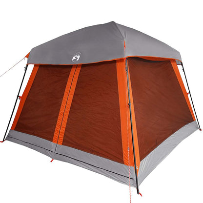 vidaXL Family Tent Cabin 6-Person Grey and Orange Waterproof - 37593