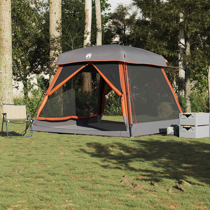 vidaXL Family Tent Cabin 6-Person Grey and Orange Waterproof - 37593