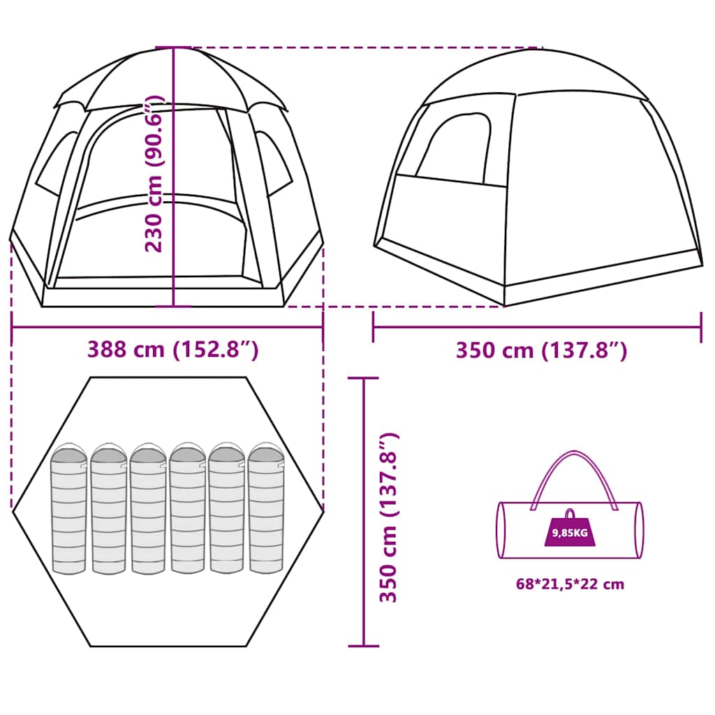 vidaXL Family Tent Igloo 6-Person Blue Waterproof