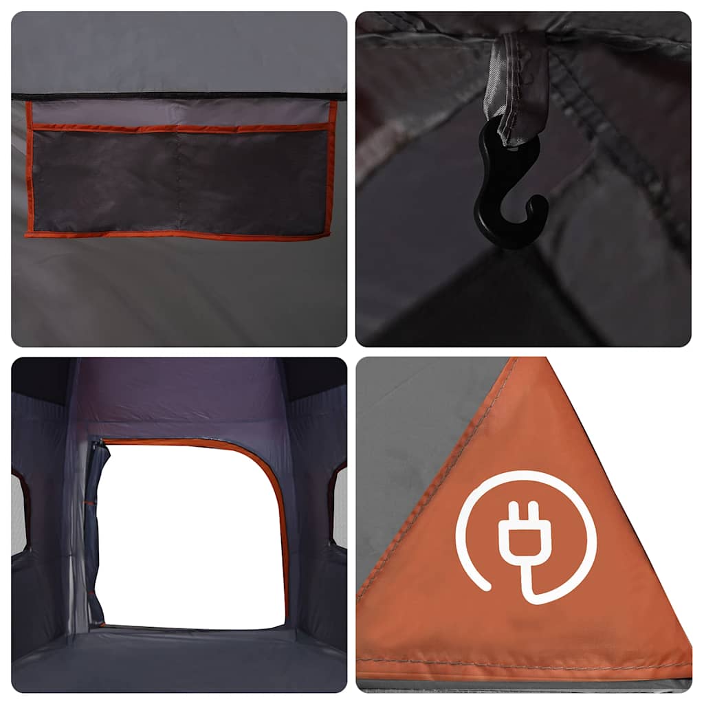 vidaXL Family Tent Igloo 6-Person Grey and Orange Waterproof