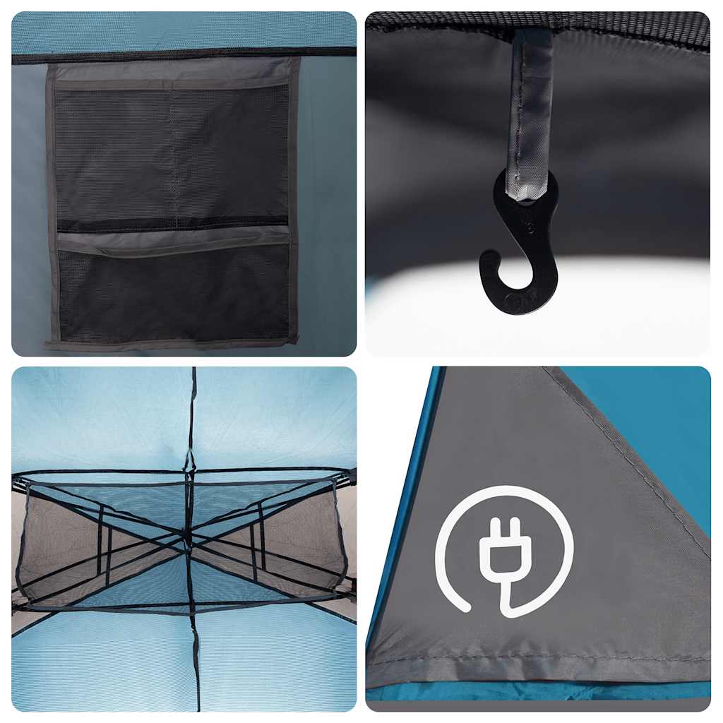 vidaXL Family Tent Tunnel 6-Person Blue Water-resistant
