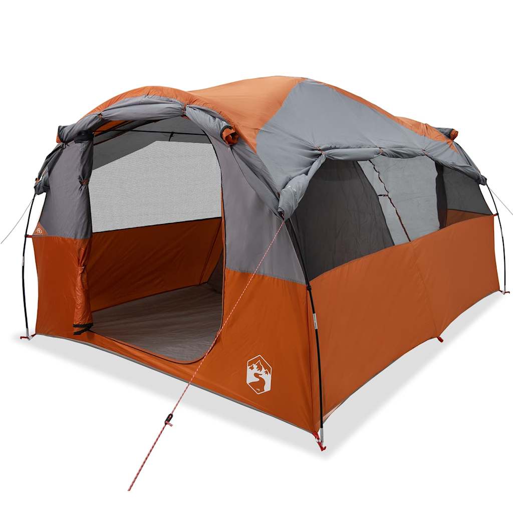 vidaXL Family Tent Tunnel 6-Person Grey and Orange Water-resistant
